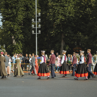 SVĒTKU DALĪBNIEKU GĀJIENS “NOVADU DIŽOŠANĀS” - Baltas ietrīsas mūsu sirdis no visa tā skaistuma, kas piedzīvots.
Mums kopā, svinot latvietību, izdevies radīt neaizmirstamus Svētkus. Jo svētki esam mēs paši un cilvēki mums apkārt.

Foto: 
Kārlis Miksons - Latvijas Televīzija  un Kristaps Neiberts
